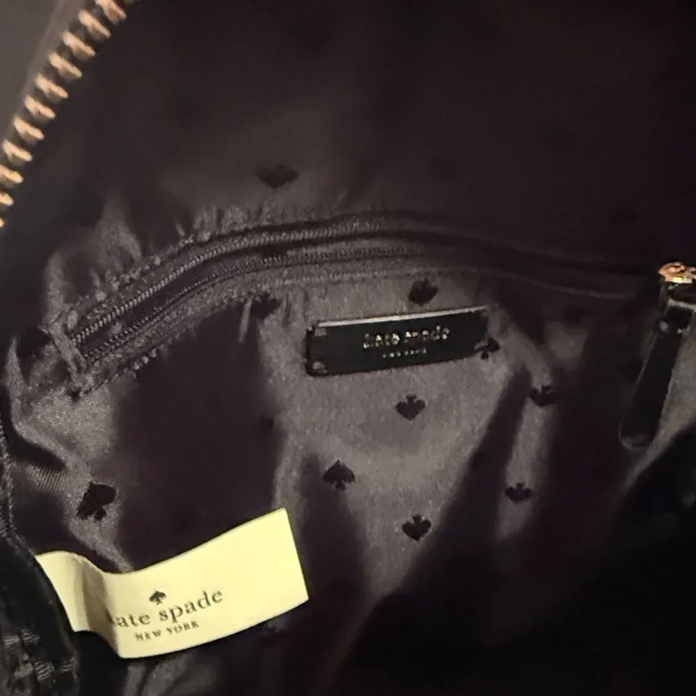 Kate Spade Black Dawn Backpack Nylon Zip Closure Front Pocket Waterbottle Slip